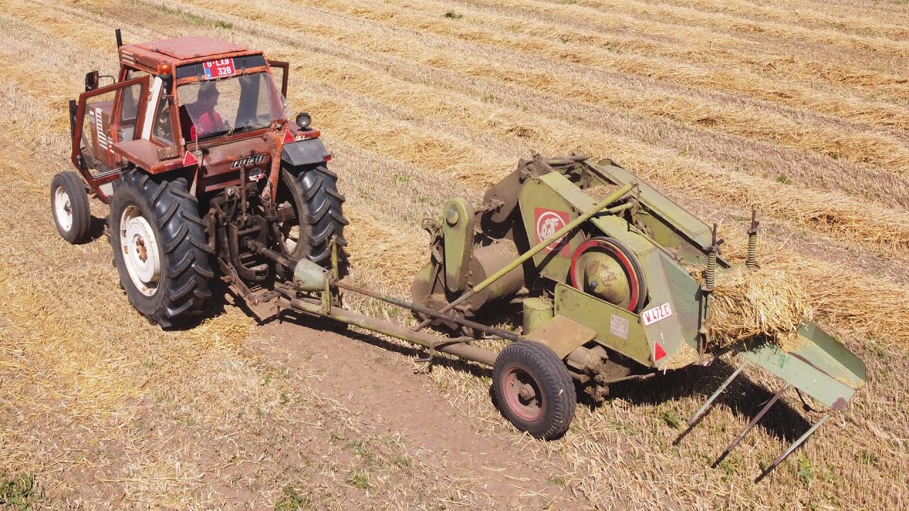 Stro persen met Fiat 880 & Claas Maximum pers