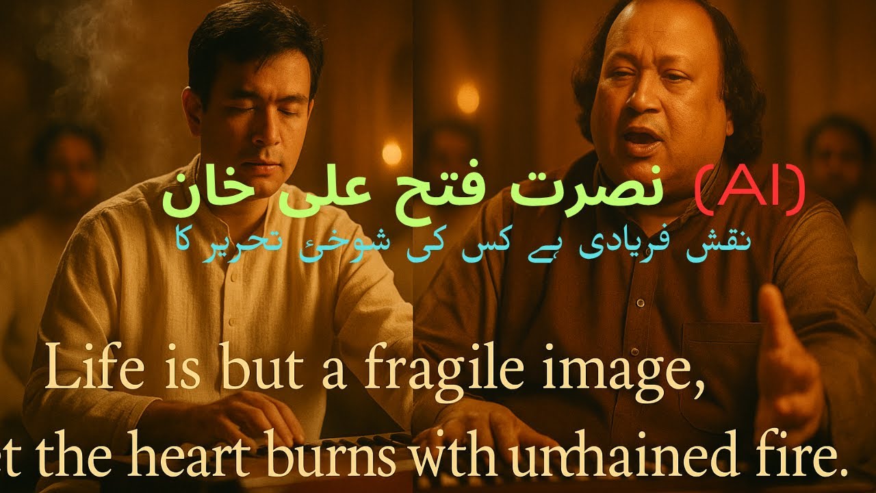AI Reimagines Mirza Ghalib | Nusrat Fateh Ali Khan Qawali | Urdu Poetry نقش فریادی ہے کس کی
