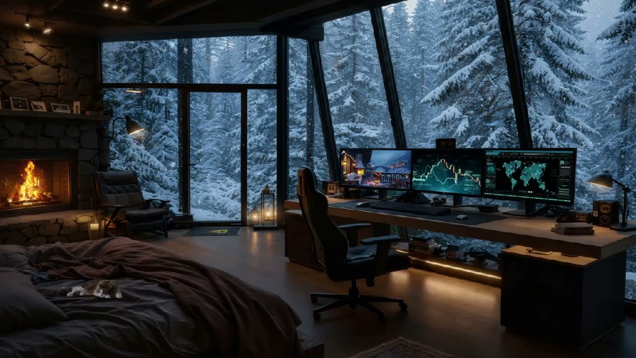 Winter Deep Work Ambience at Home | Binaural Beats For Focus & Productivity , Productive Sessions