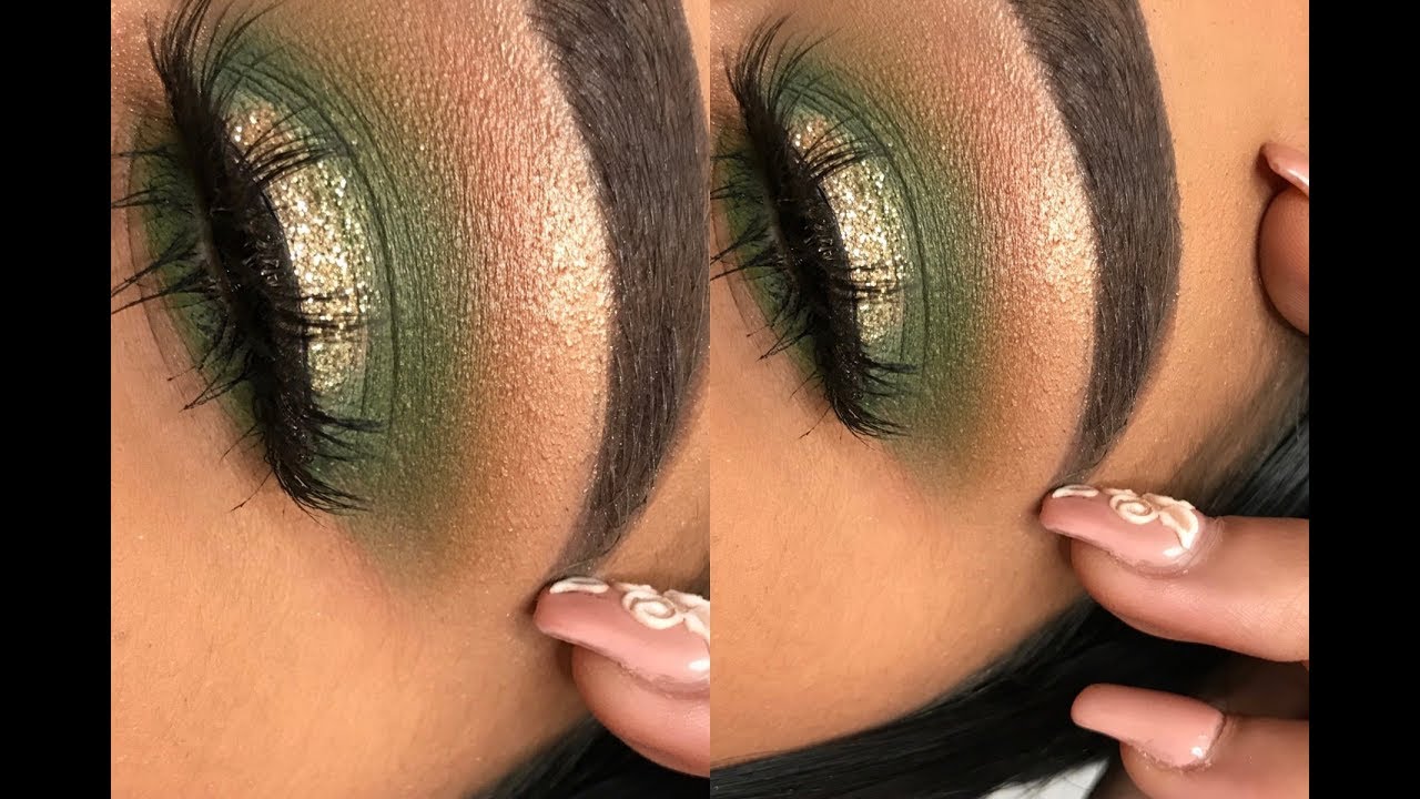 Green and Gold Glitter Halo Eye| BH Cosmetics Take Me To Brazil Palette