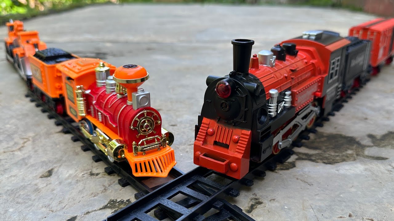Asmr merakit mainan kereta api uap besar,classic train,steam locomotive,kereta api konstruksi