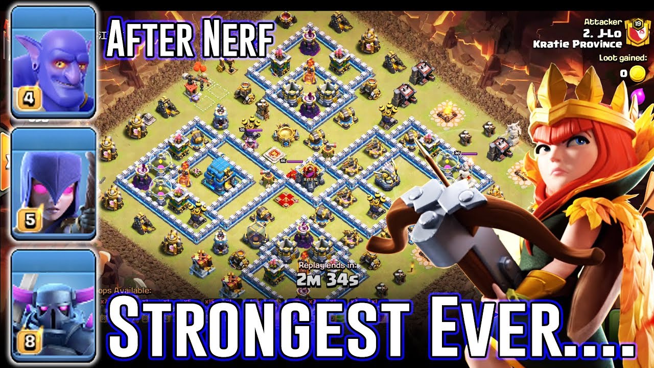 STRONGEST ARMY EVER! QW+BOWLER WITCH PEKKA ATTACK STRATEGY SMASH 3-STAR TH12 ( Clash of Clans )