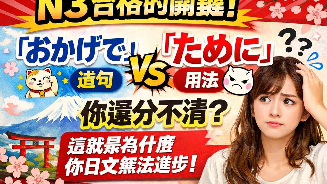 N3 合格的關鍵！「おかげで」跟「ために」你還分不清？這就是為什麼你日文無法進步！TRY N3 6課 #日檢  #日本語  #n4 #n5 #learn #n3