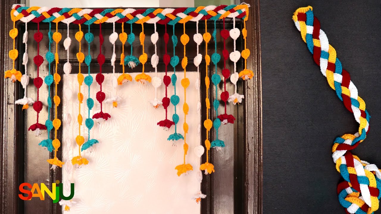 New 4 color Toran ki patti design | #Woolen door hanging #Crochet toran design in #Hindi
