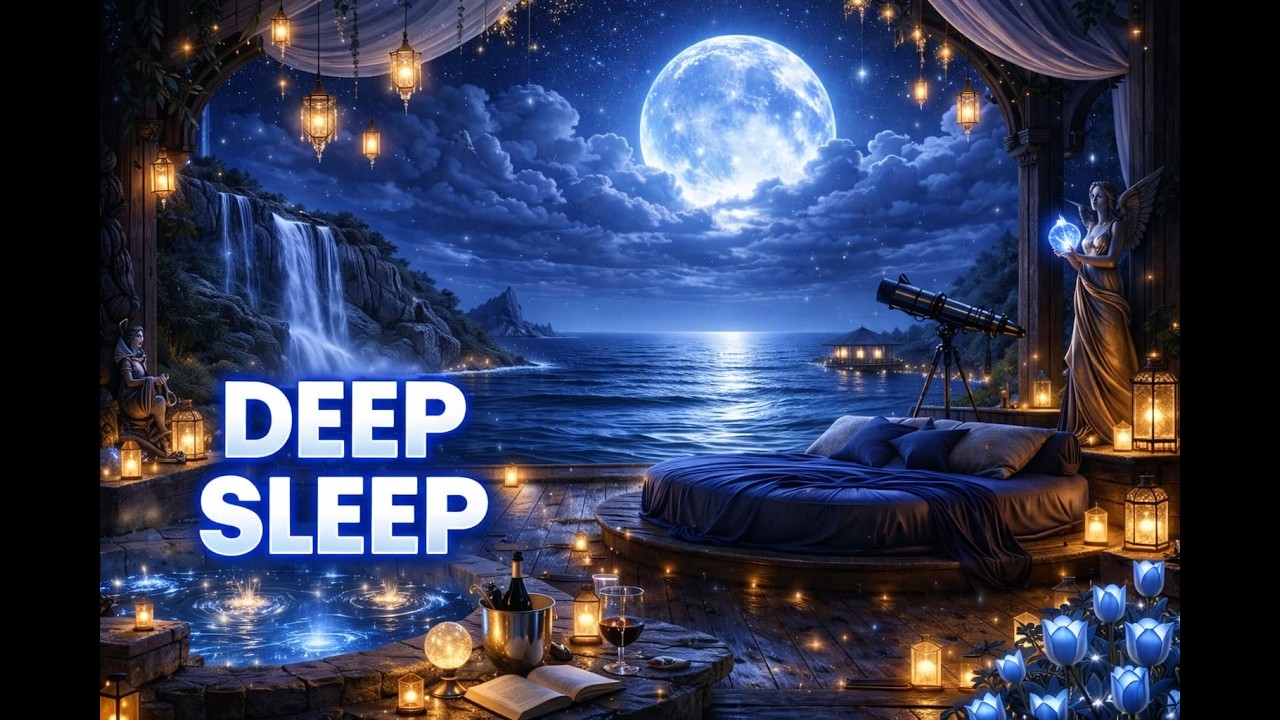 432Hz Deep Sleep Music 🌙 Moonlit River & Stone Bridge | Relaxing Healing Meditation (8 Hours)