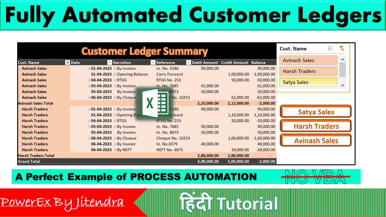 Fully Automated Customer Ledger in Excel | Automate Accounting Bookkeeping and Ledger in Excel
