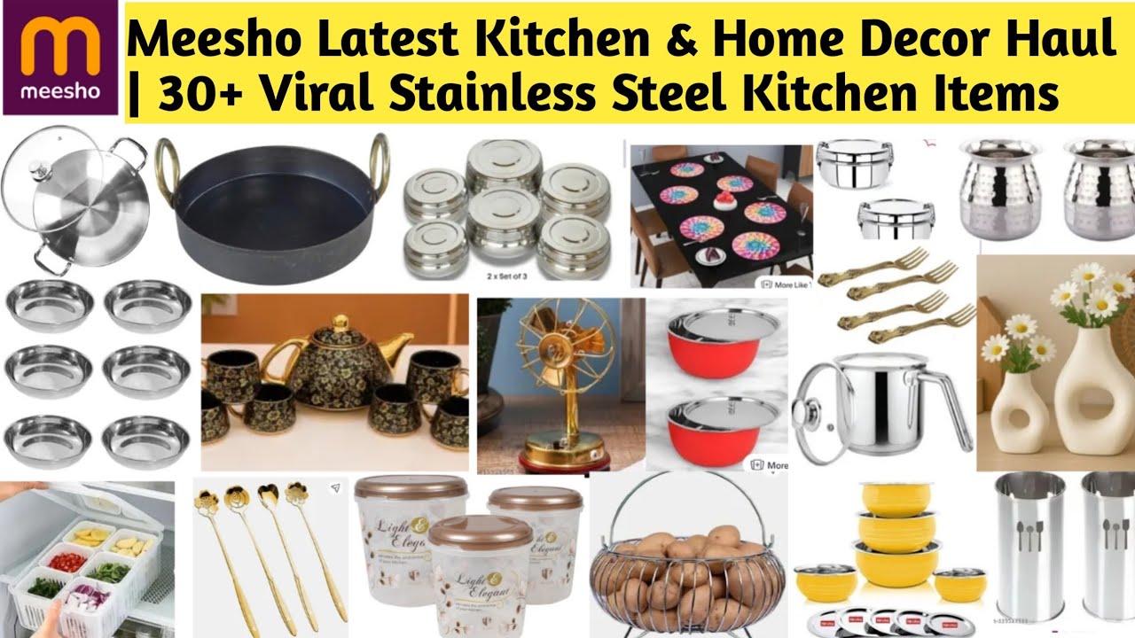 Meesho Latest Kitchen & Home Decor Haul | 30+ Viral Stainless Steel Kitchen Items #meesho #kitchen 