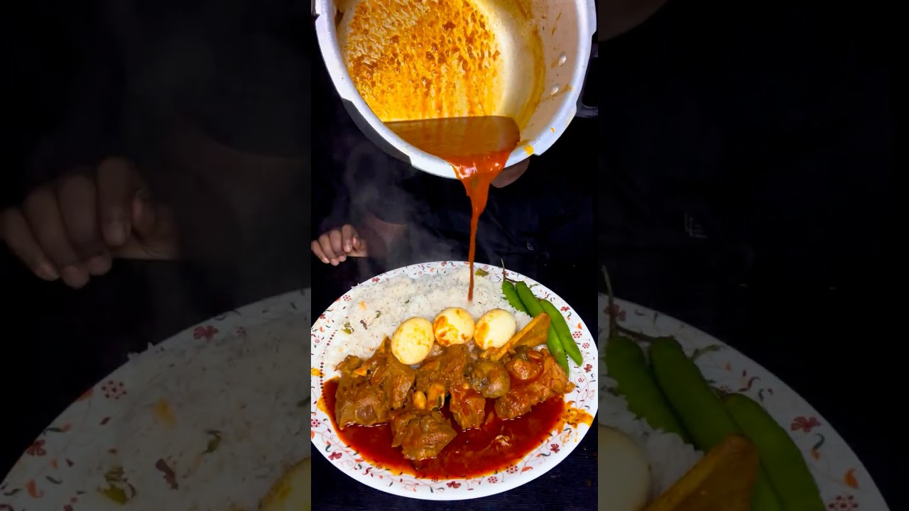 Watch Full Video in Channel | Spicy Mutton Curry, Bagara Rice, Eggs Eating Challenge | Short 1687