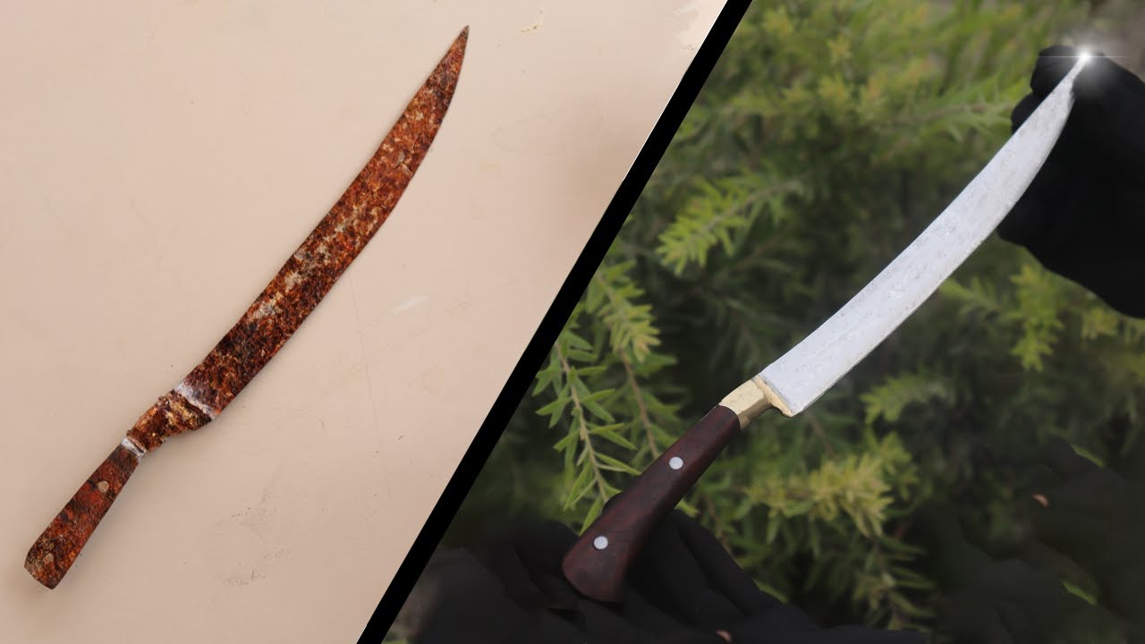 Old Rusty Butcher's kum Chef Knife RESTORATION