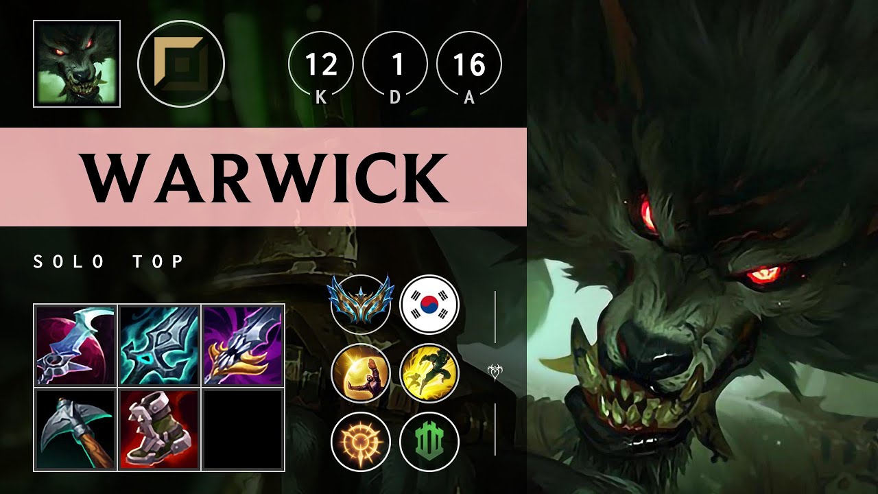 Warwick Top vs Gwen: Triple Kill, Legendary - KR Challenger Patch 14.16