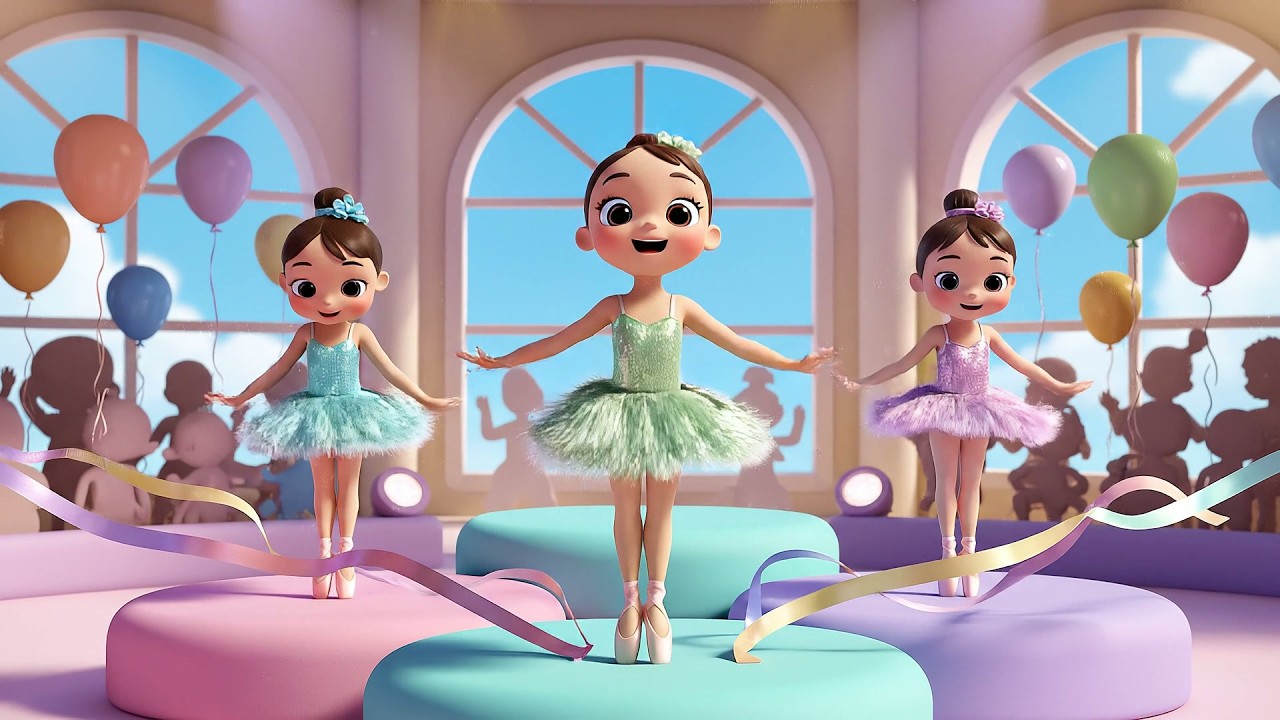 Four Little Toy Ballerinas Twirl Twirl Twirl | Dance & Counting Song for Kids
