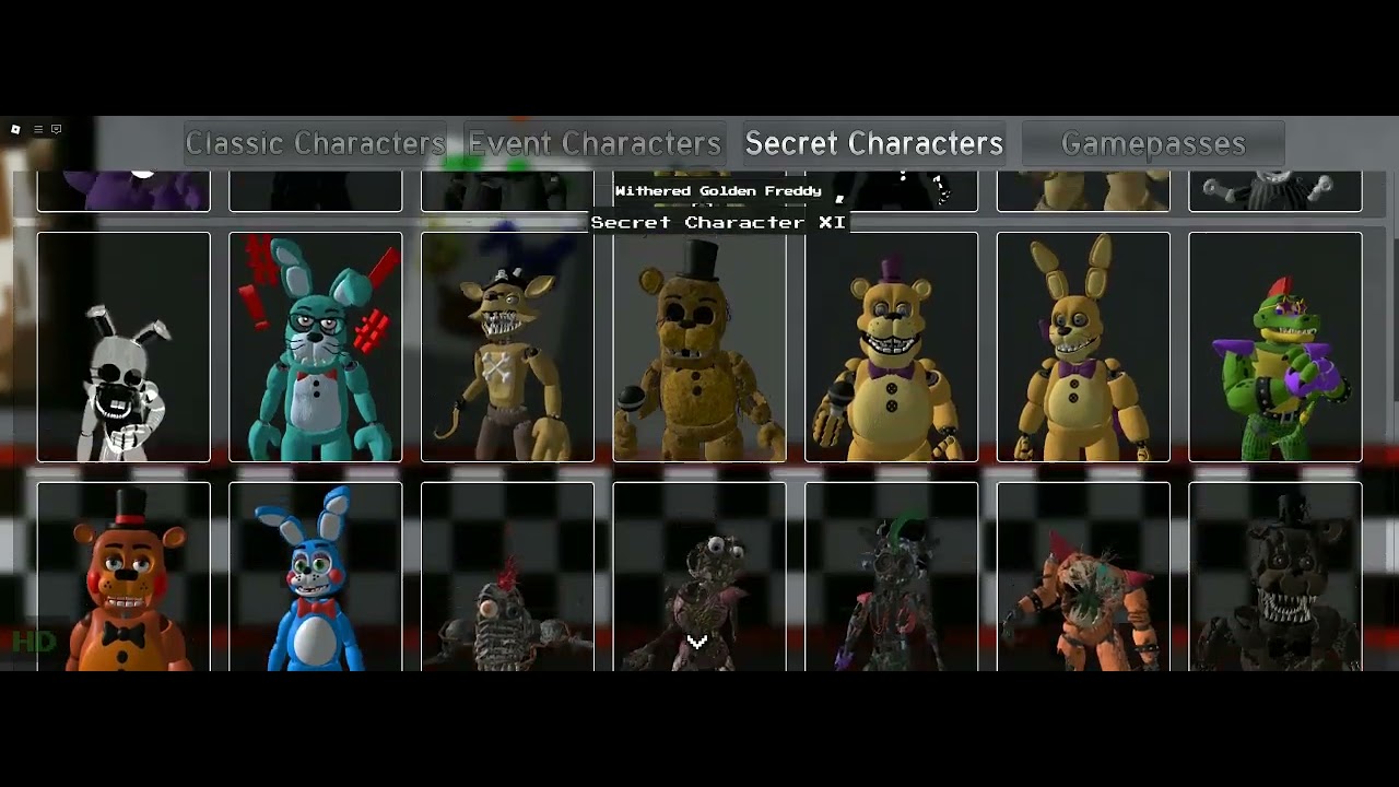 i have all secret characters in fredbear's mega roleplay Roblox