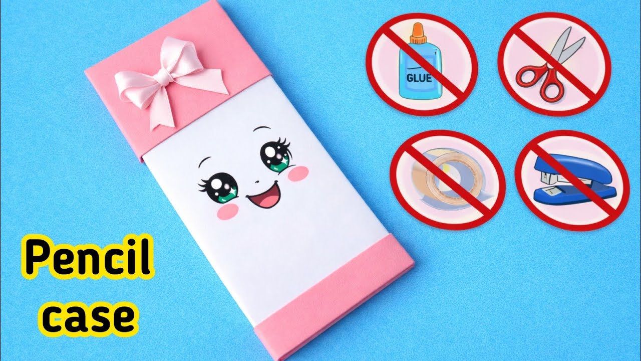 Diy paper pencil case|How to make paper pencil box at home|No glue pencil box|No glue paper craft