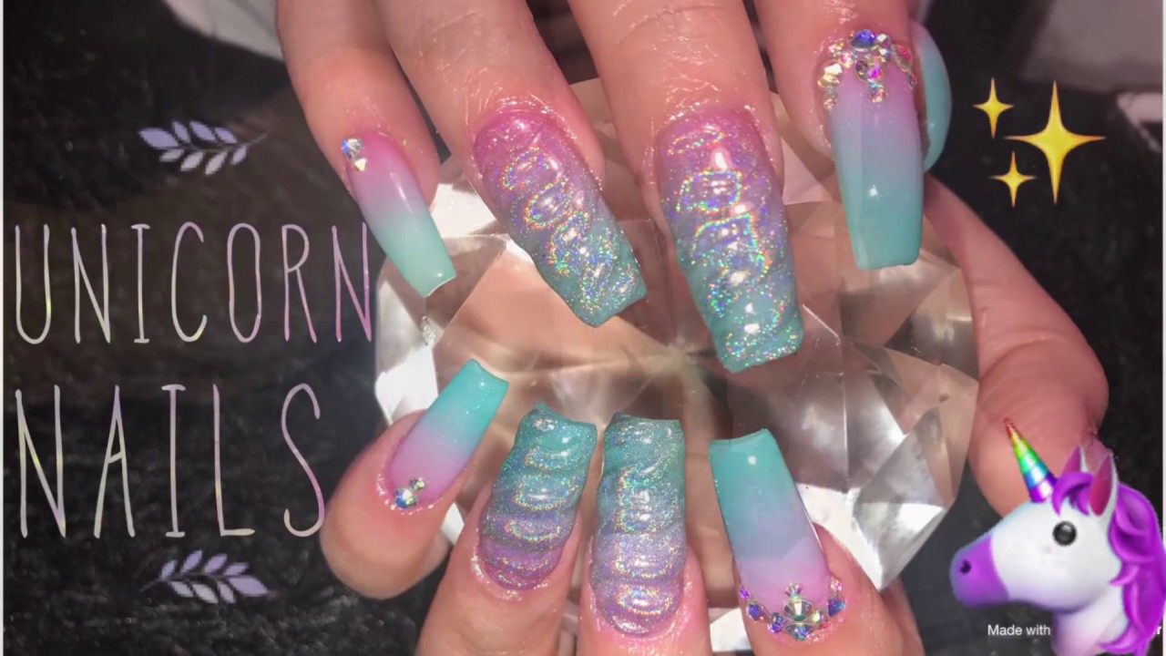 Unicorn ombré nails | Acrylic Nails Tutorial