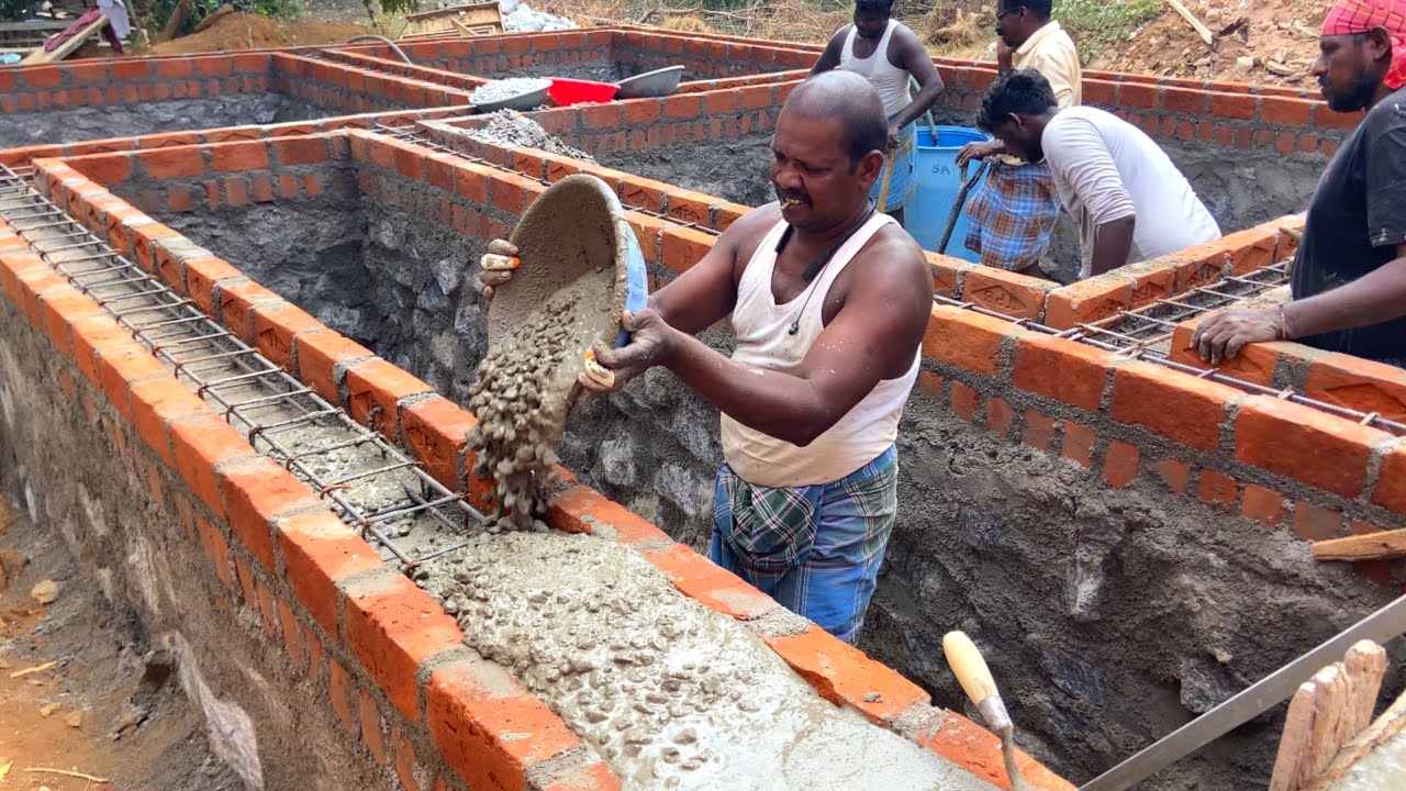 Basement Belt Reinforcement-Amazing 35x17 size house basement belt Concrete-Using by sand and cement