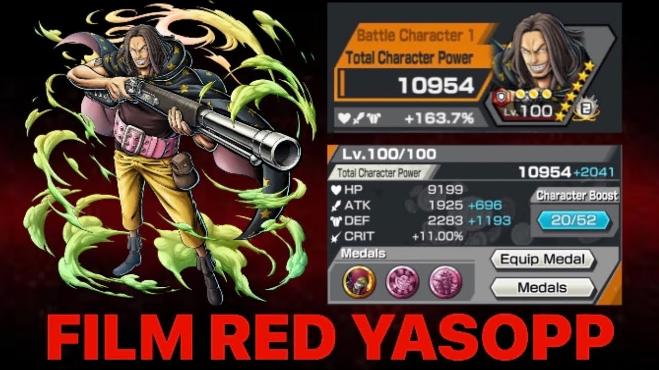 LEVEL 100 FILM RED YASOPP GAMEPLAY | ONE PIECE BOUNTY RUSH | OPBR