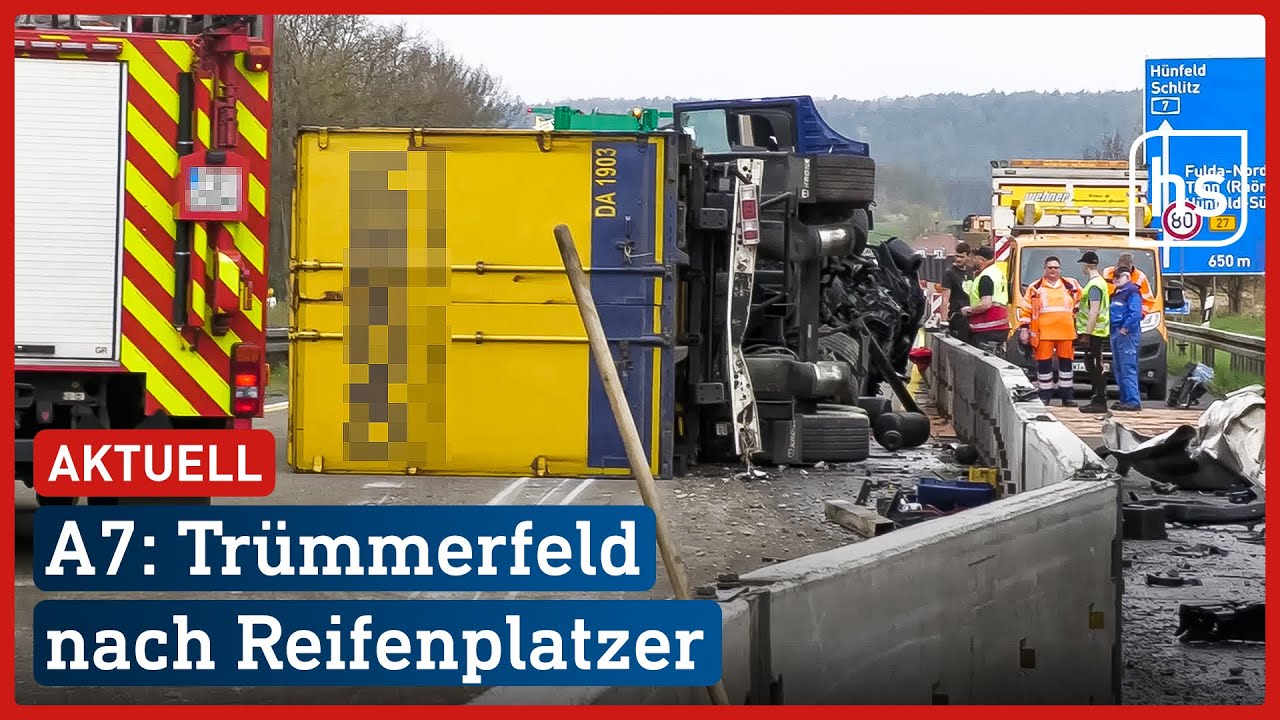 A7 Unfall: LKW-Fahrer wie durch ein Wunder nur leicht verletzt | hessenschau
