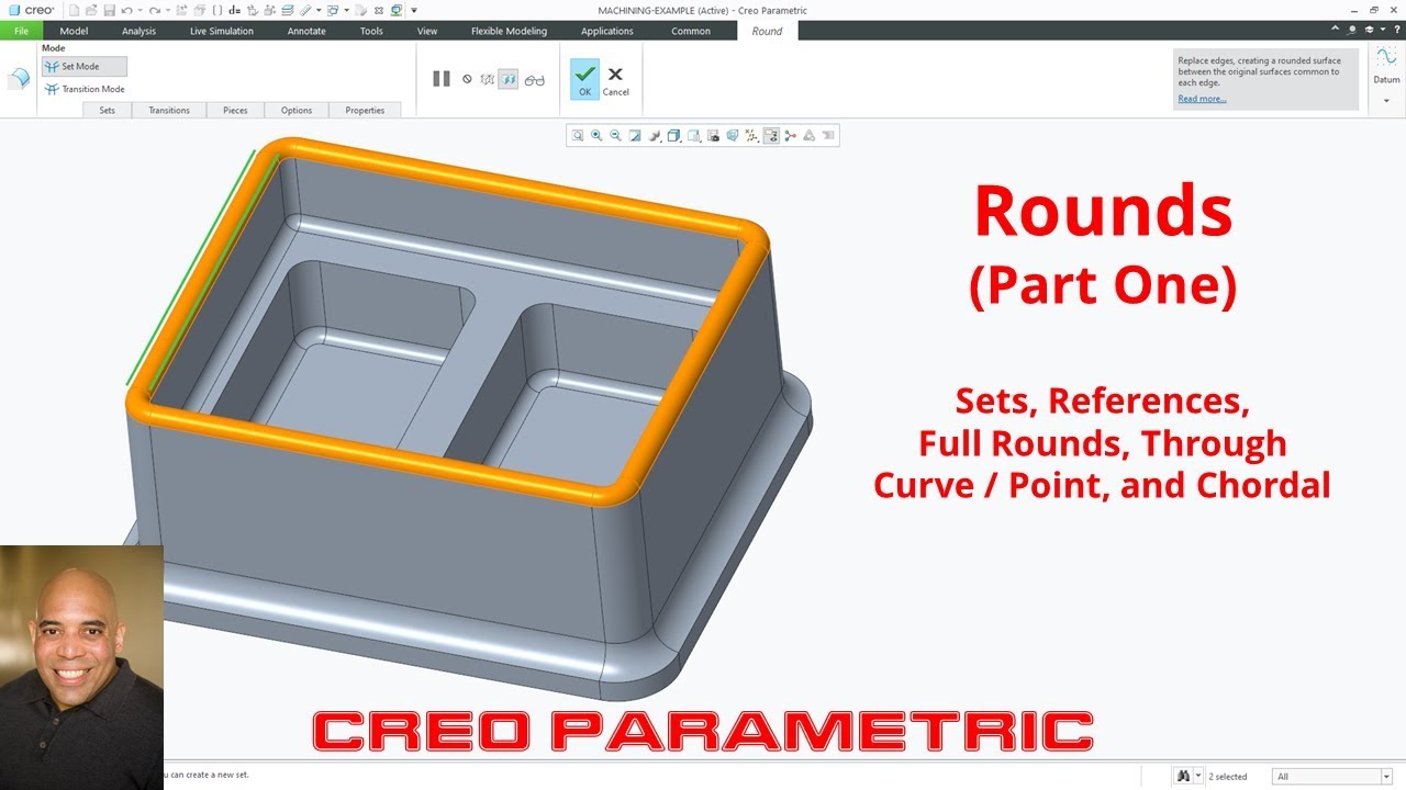 Creo Parametric — Скругления (часть 1 из 5) — ссылки, сквозная кривая/точка и хордовые
