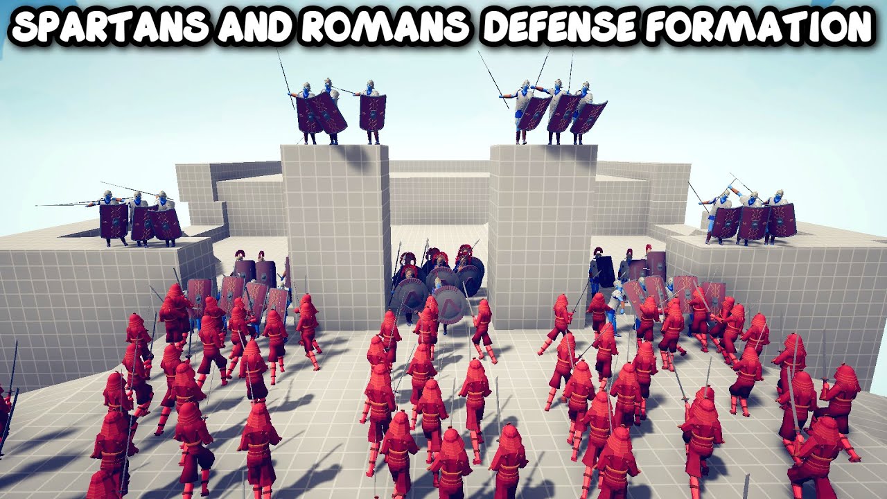 Spartans + Romans Defense Formation VS Every Units - TABS - Totally Accurate Battle Simulator