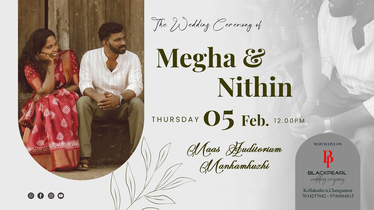 Megha weds Nithin - WEDDING CEREMONY || Maas Auditorium, Mankamkuzhi || LIVE