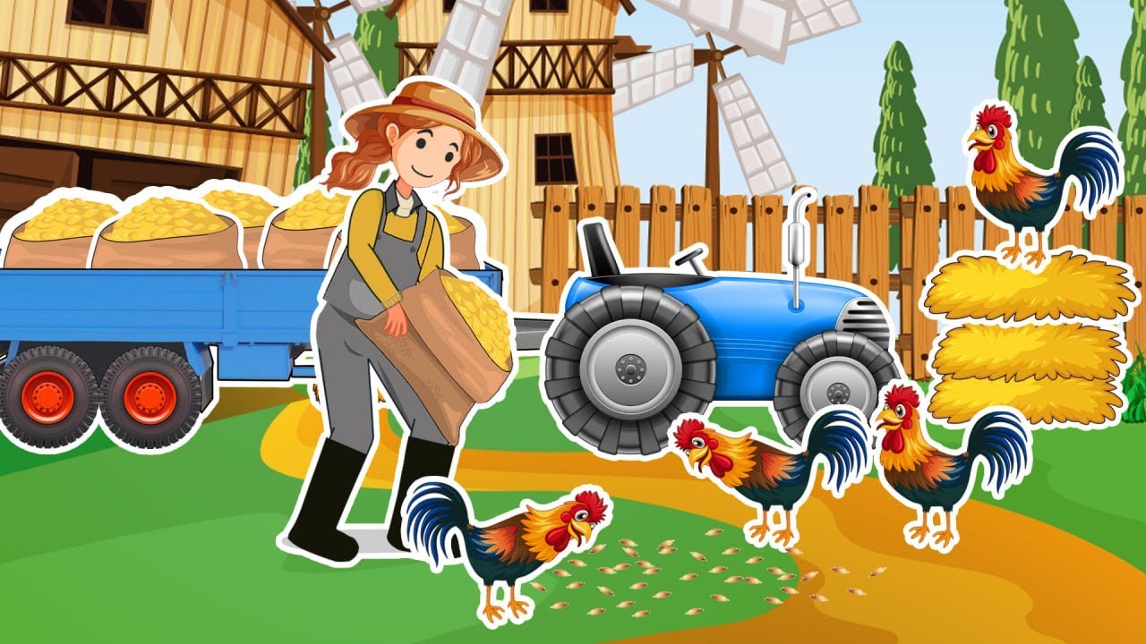 Chicken Farm - Tractor for transporting chickens and food 🚜 | Chicken care | Vehicles Farm