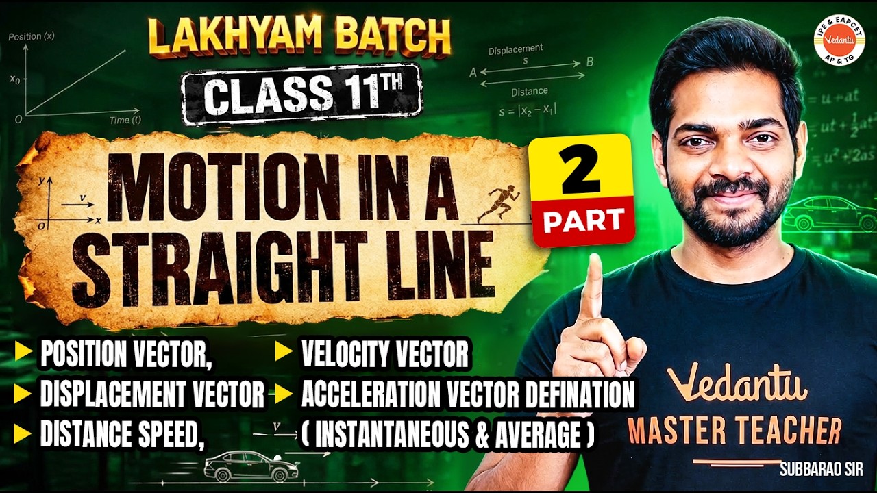 Class 11 Physics: Motion in a Straight Line Part-2 | IPE, EAPCET & JEE | Subbarao Sir