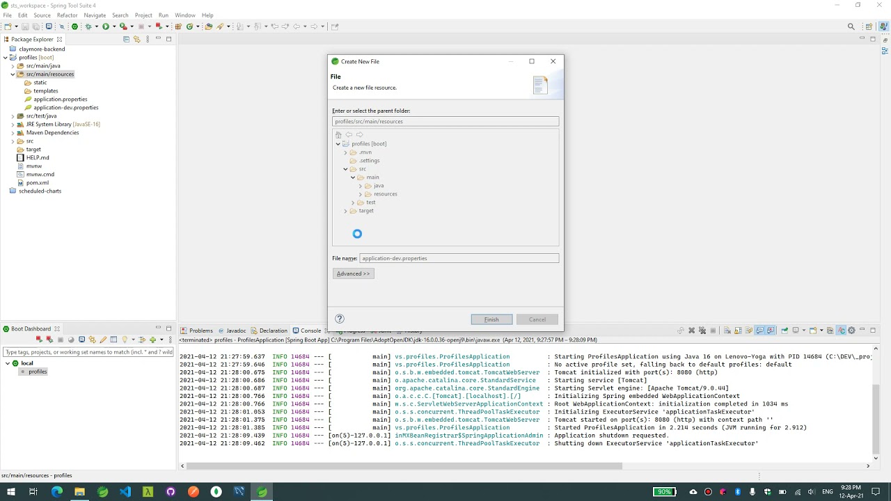 Spring Tool Suite - Run Spring Boot application with specific profile