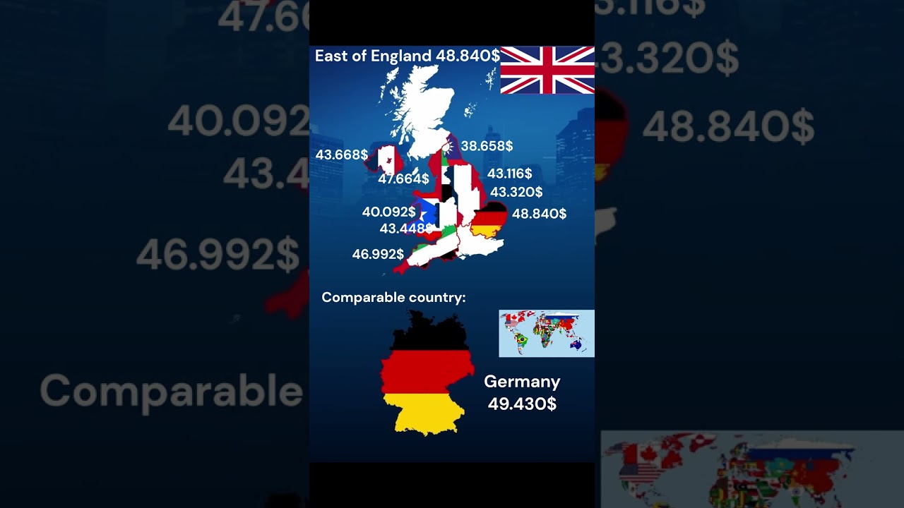 If the British Regions were countries (GDP per capita)
