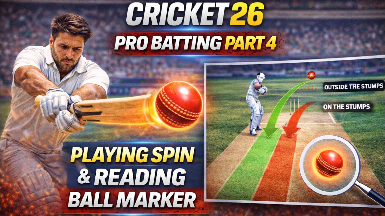Cricket 26 Pro Batting Part 4 | How to Play Spin & Read Ball Marker