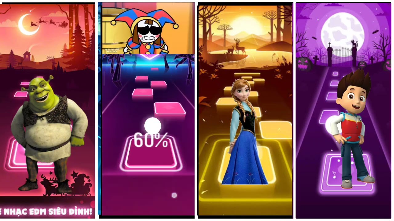  Tiles hop Shrek vs pomi frozen vs paw patrul