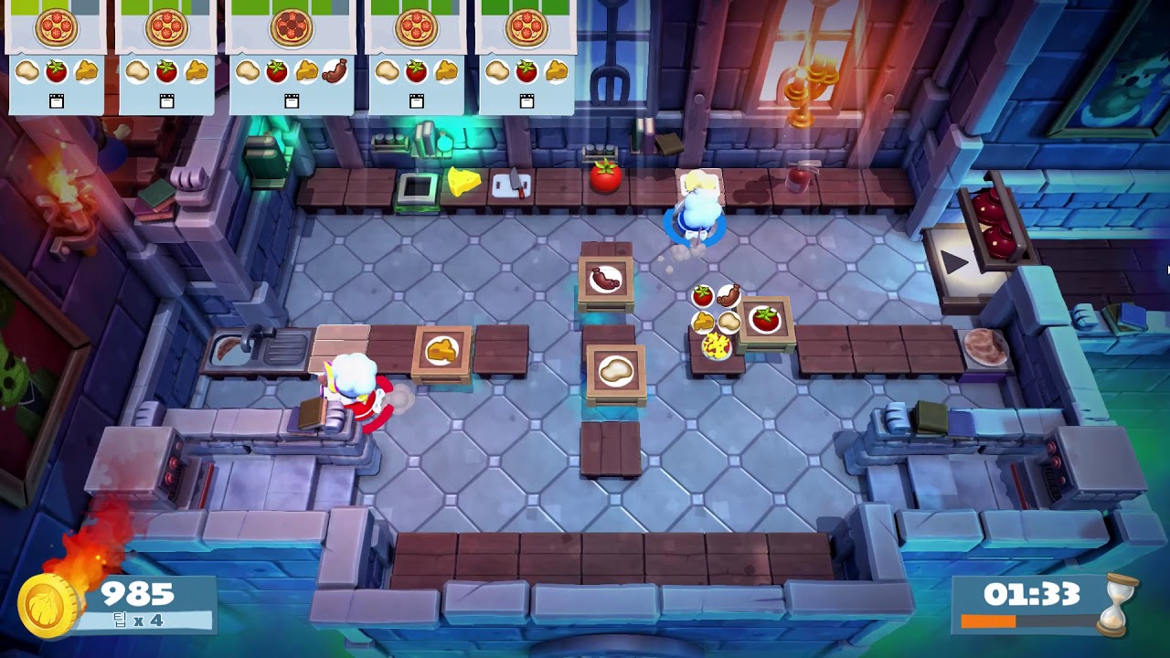 [Overcooked2/오버쿡드2] 3-3.별 네 개 공략 (2인)