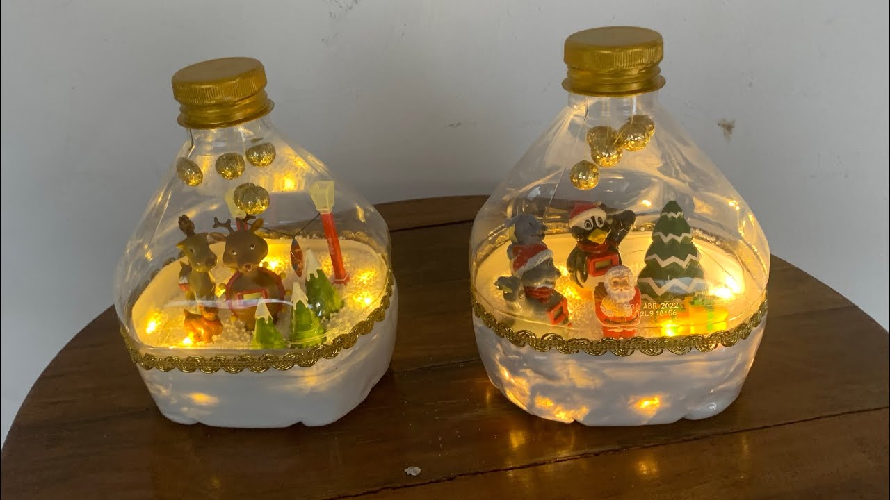 Villas navideñas hechas con botellas de plástico. Proyecto navidad 2020. Hecho en casa.