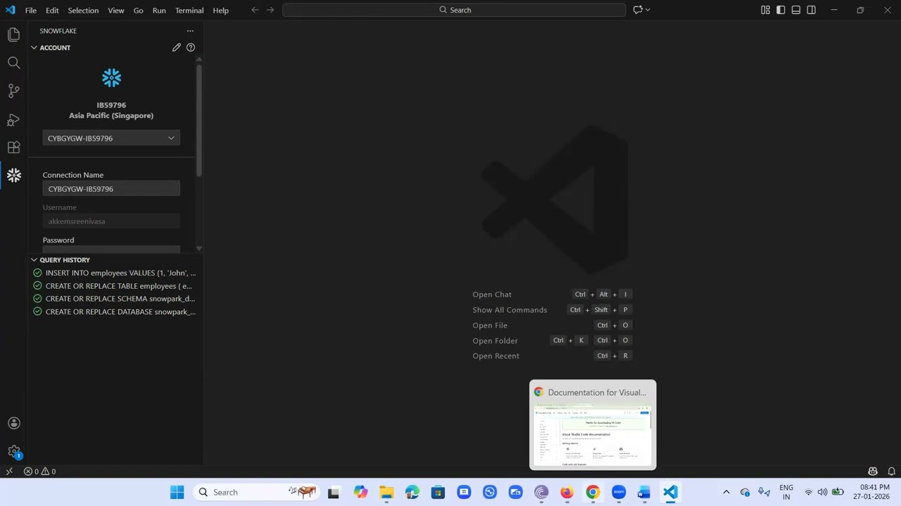 Освоение Snowflake Data Engineering, часть 12, подключение Snowflake с помощью VSCode, master sno...