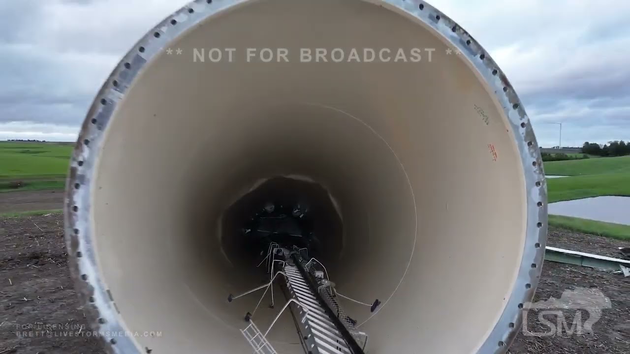 5-21-2024 Greenfield, IA-Wind turbines demolished, on fire, path of tornado.mp4