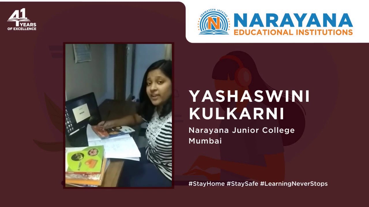 Narayana Junior College student Yashaswini on her online learning experience. Keep Learning!