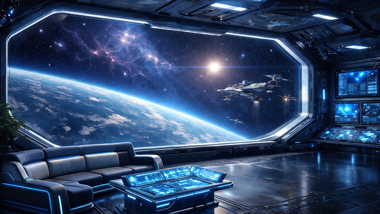 12 Hours Sci-Fi Space Station Ambience 🌌 | Deep Focus & Relaxing Cinematic Atmosphere
