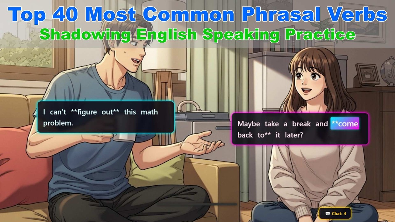 Shadowing English Speaking Practice: 40 Common Phrasal Verbs in Real English Conversations 🗣️
