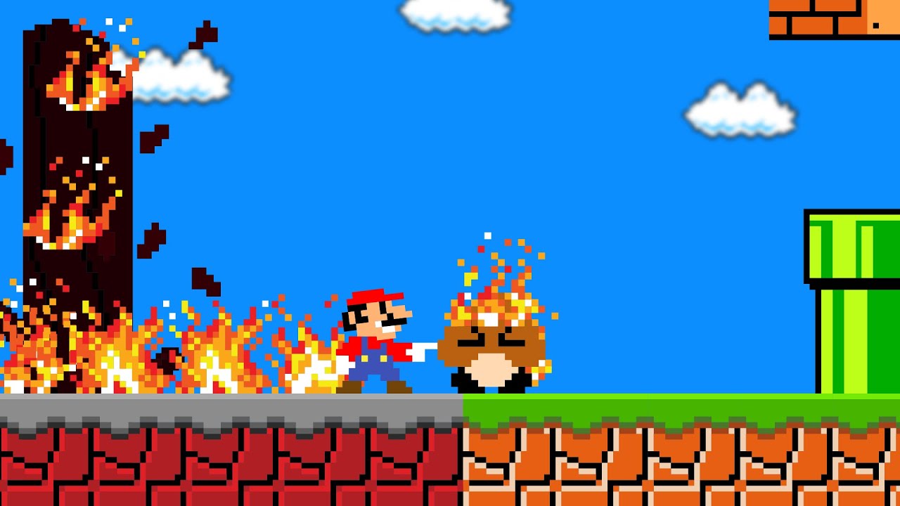 Super Mario Bros., But Mario Can Burn Anything He Wants