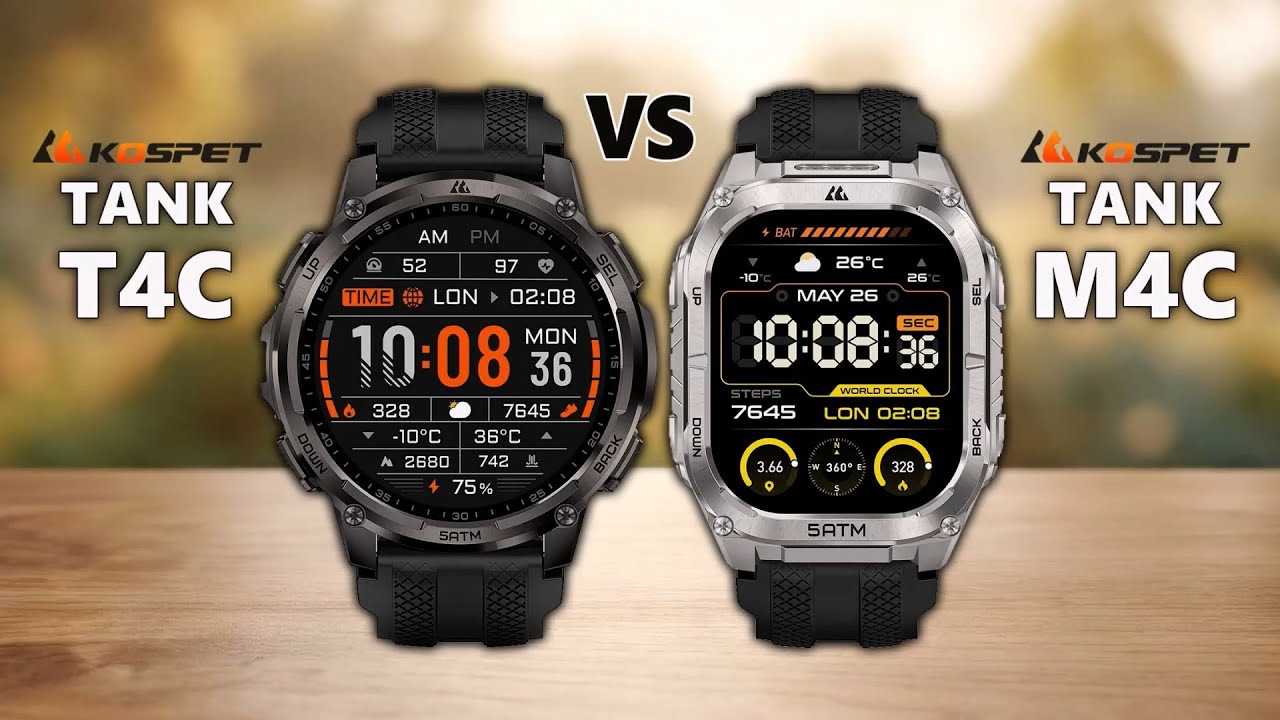 KOSPET TANK T4C vs KOSPET TANK M4C Smartwatch Comparison