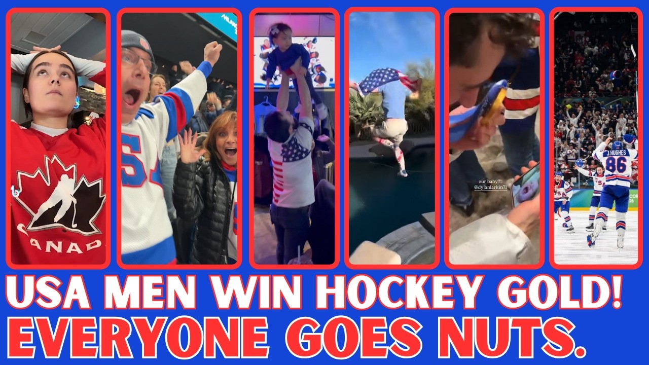 🇺🇸🏒 USA Hockey Wins Gold Against Canada in Overtime! Everyone Goes Nuts 🇨🇦💔(Wild fan reactions)