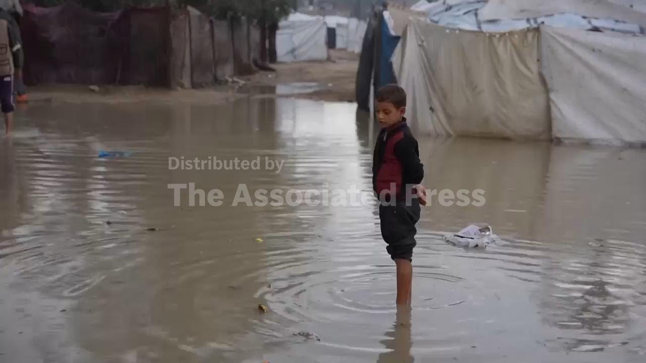 Rain drenches tent camps in central Gaza as winter storm continues in the war-battered enclave