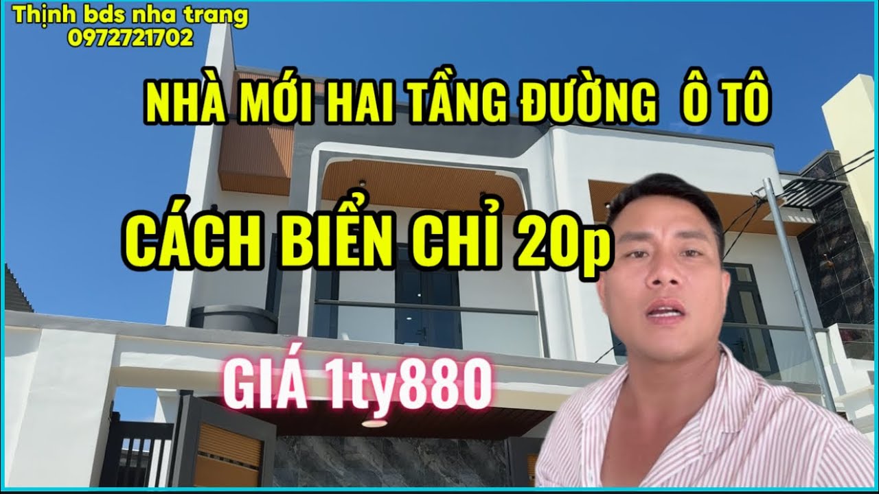 Bán nhà hai tầng mới. Có sân đậu ô tô trong nhà. Cách nha trang 25 phút đi xe. Giá 1ty880