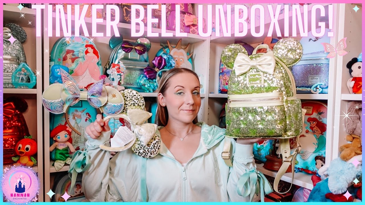 Disney Store Unboxing New Tinker Bell Green Sequin Disney Parks Loungefly Mini Backpack Haul Vlog