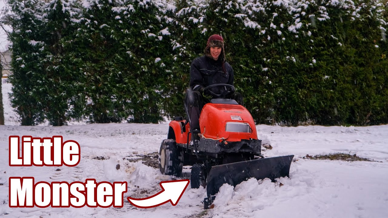 Plowing SNOW with Lawn Mower?!