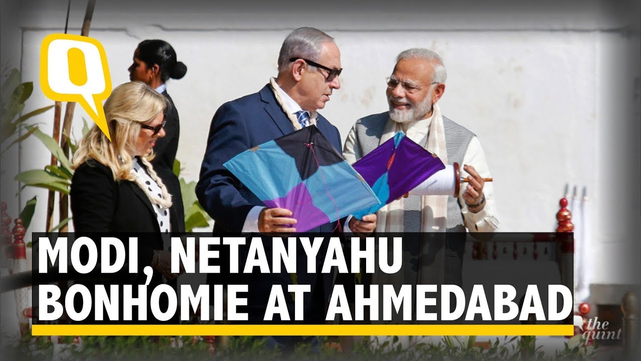 Modi, Netanyahu Fly Kites and Spin Charkha at Sabarmati Ashram | The Quint