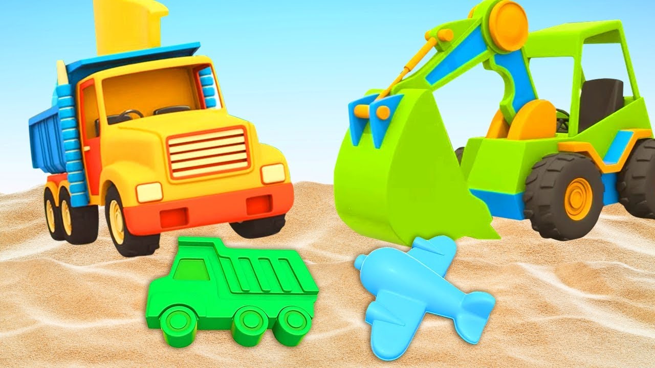 Car cartoon for kids &  Big trucks in sand - NEW Cartoons for babies about cars