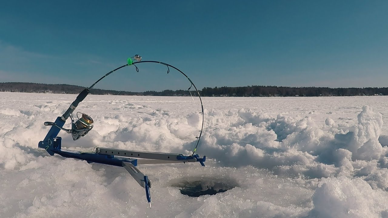 Ice Fishing for LAKE TROUT - How to ice fish for lake trout using a JawJacker