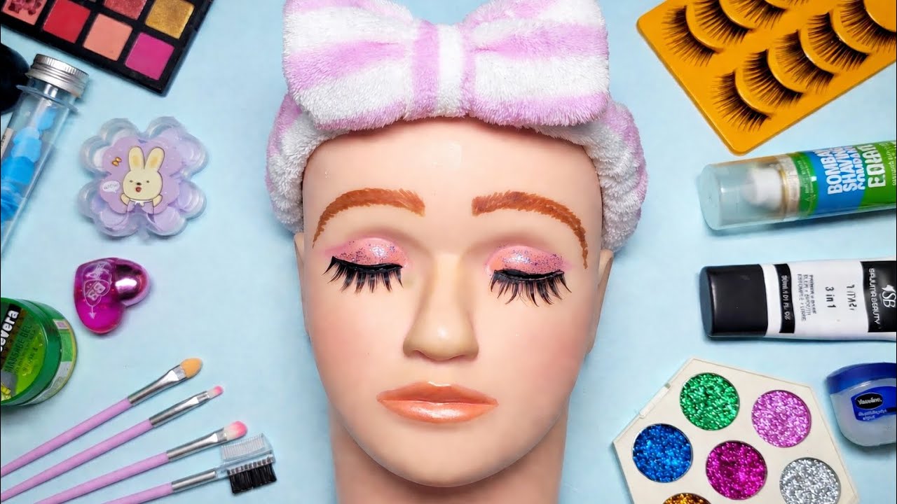 ASMR Makeup on Mannequin 🎭 (No Talking) | ASMR RUMI Kpop Demon Hunters Makeup 💋 🎀 Satisfying Videos