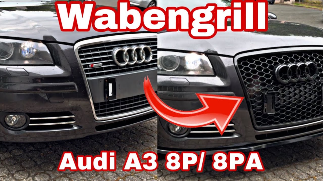 Wabengrill RS3 Style schwarz Glanz honeycomb Grill Black gloss S Line single frame | Audi A3 8P 8PA