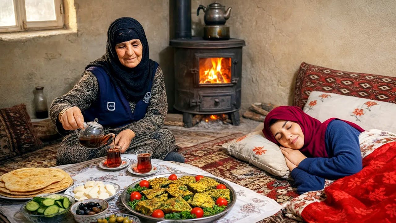 A Cold Day of Vegetarian Village Life | Mother & Daughter Cooking in Rural Ilam 